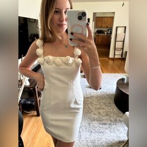 Miss Rosier White Dress with Floral Accents